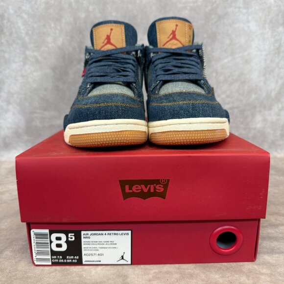 Air Jordan 4 Retro Levi’s NRG – Denim / Sail / Game Red